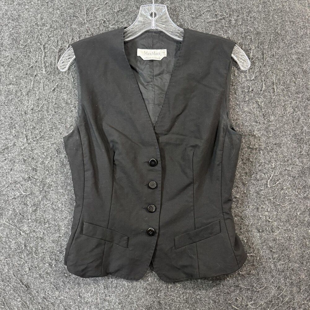 Max Mara Suit Vest Women's 40 Black Wool Mohair Lined Italy Workwear Office
